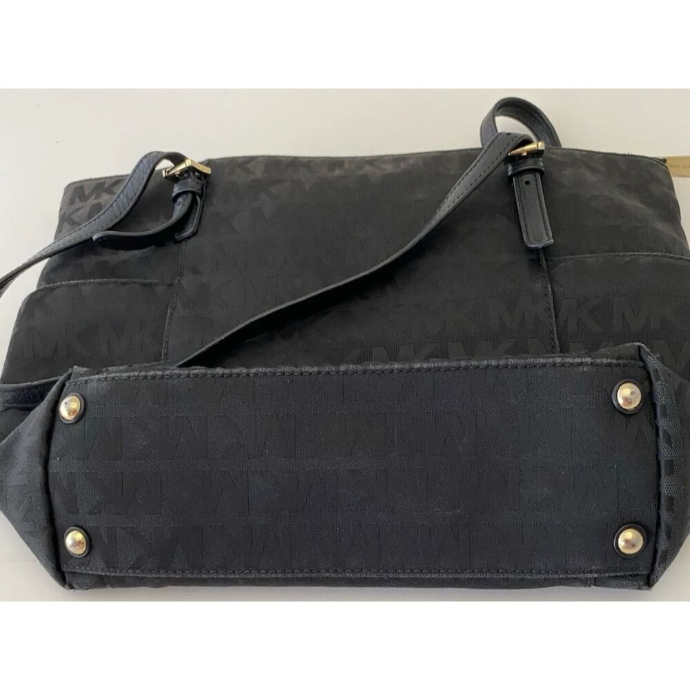 Michael Kors Women's Soft HandBag, Large - Black MK Logo - Picture 13 of 16